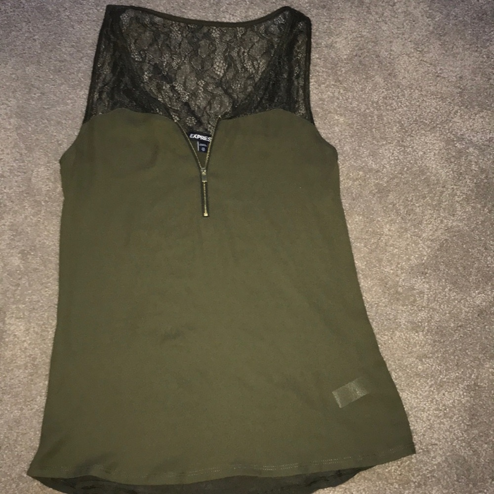Express Olive green Lace Tank